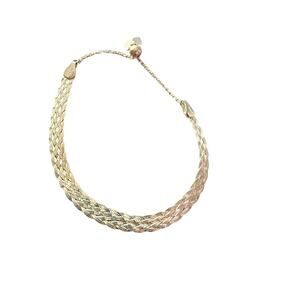 925 Sterling Silver Braided Adjustable Heart Charms Bracelet